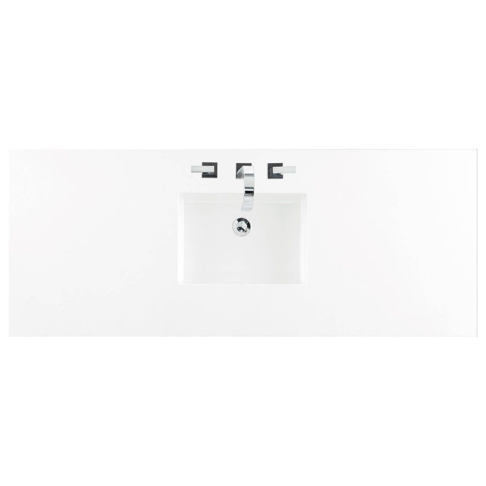 James Martin Vanities Bristol 60&quot; Single Bathroom Vanity in White Washed Walnut with 3 cm White Zeus Quartz Top and Rectangular Sink, , large