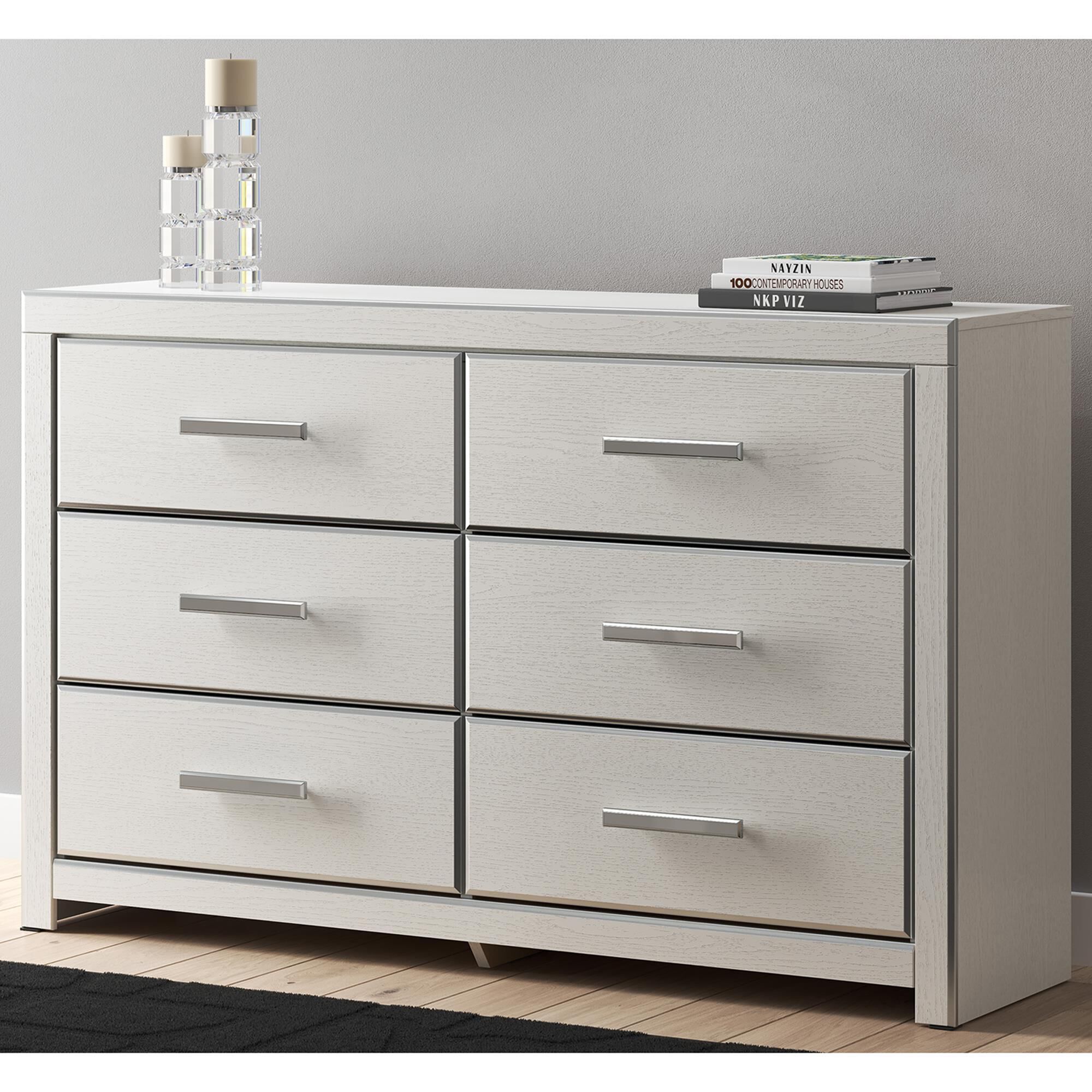 Ashley Zuraleus 6-Drawer Dresser Only in Matte White and Chrome