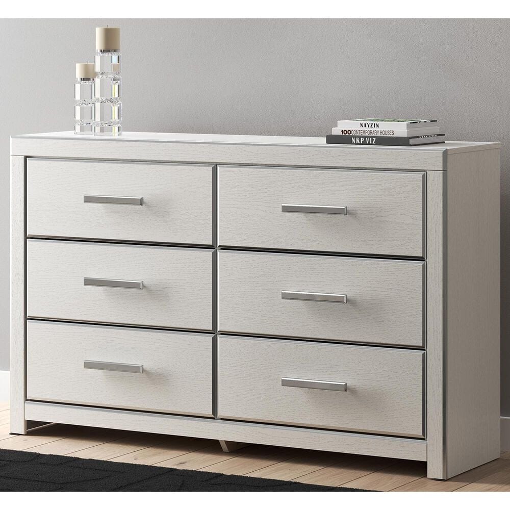 Ashley Zuraleus 6-Drawer Dresser Only in Matte White and Chrome, , large