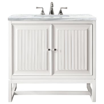 James Martin Athens 30" Single Bathroom Vanity in Glossy White with 3 cm Arctic Fall Solid Surface Top and Rectangular Sink, , large