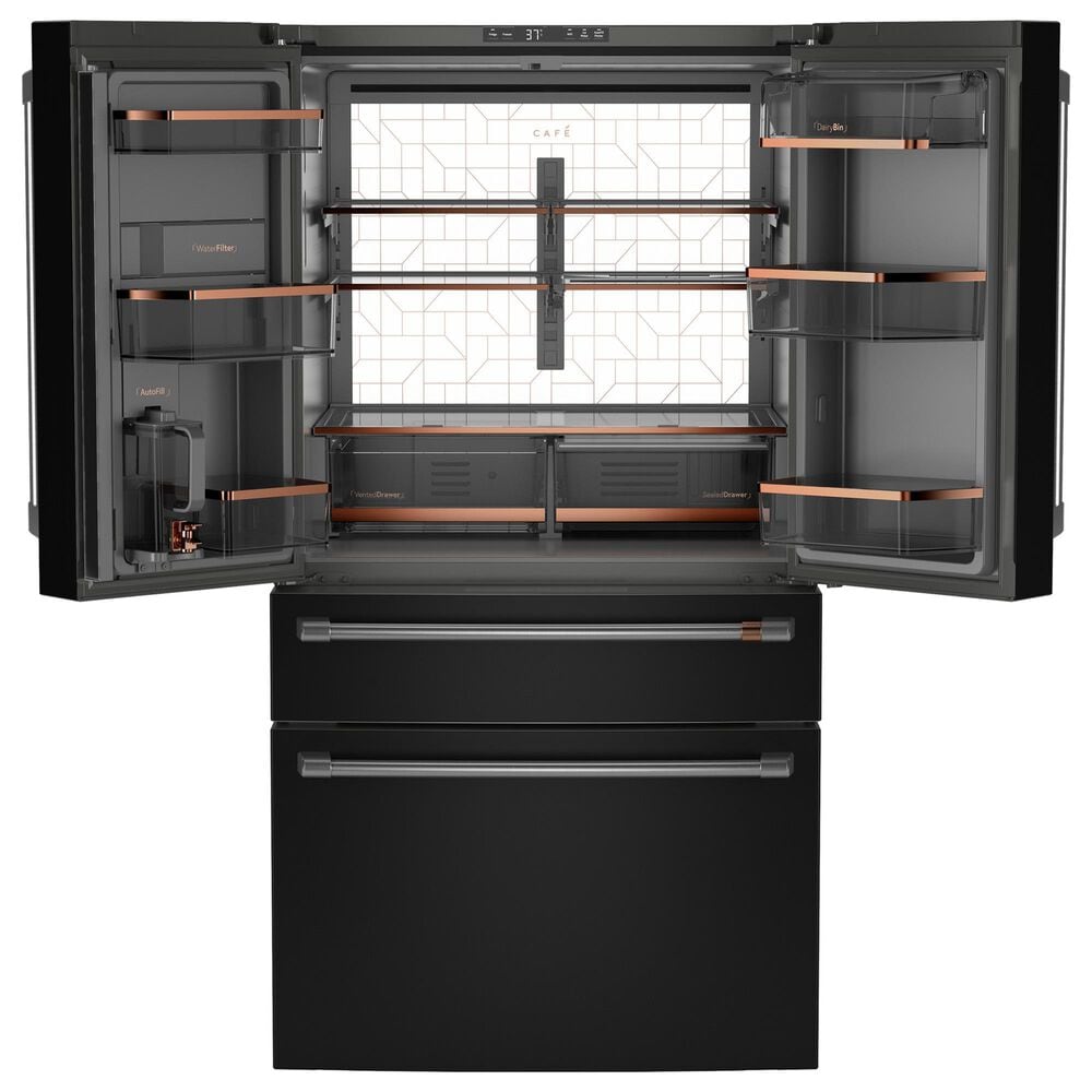 Cafe 28.7 Cu. Ft. Smart 4-Door Refrigerator with Dual Dispense AutoFill Pitcher with Pro Handle in Matte Black, , large