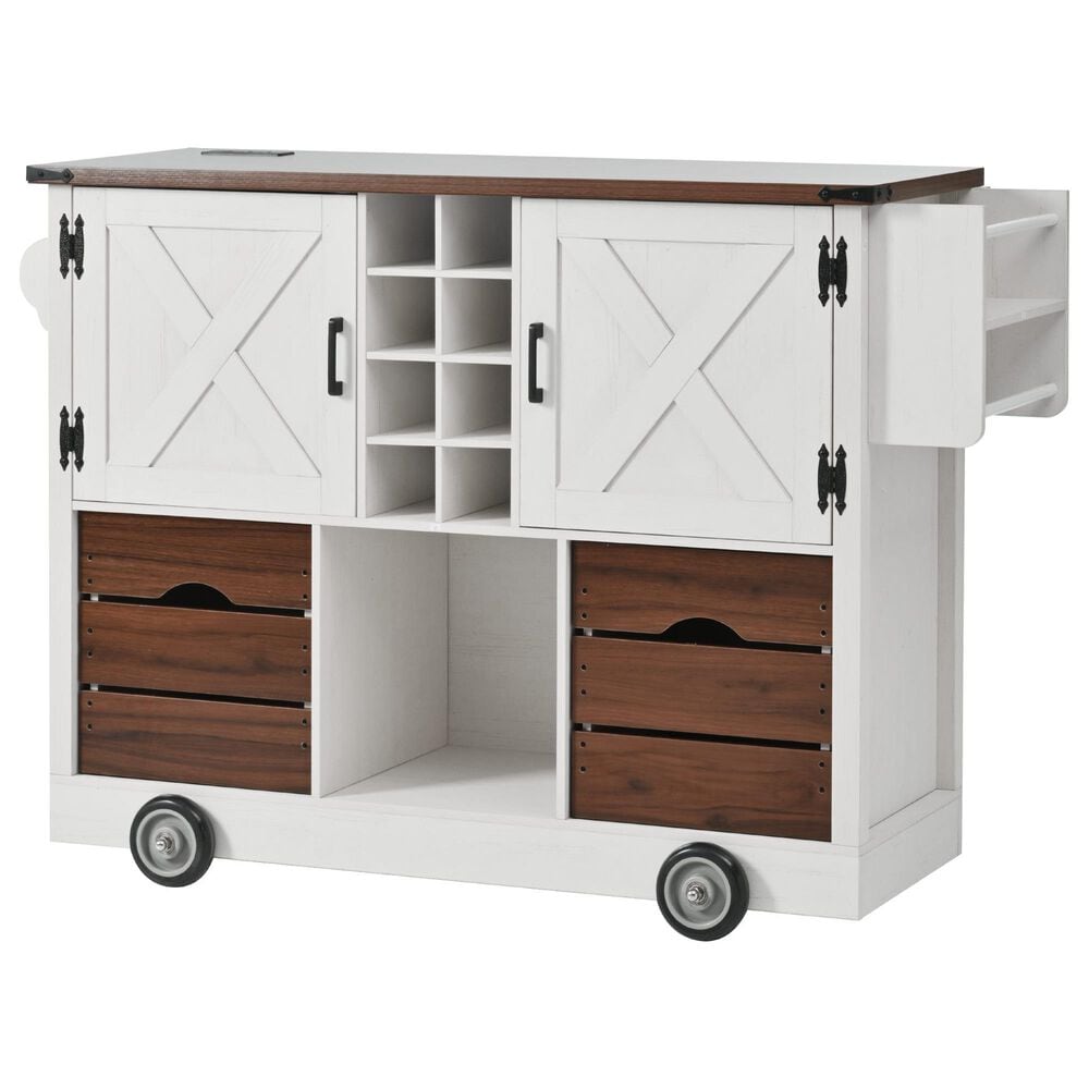 HOMLUX 54" Kitchen Island with Drop Leaf in White, , large