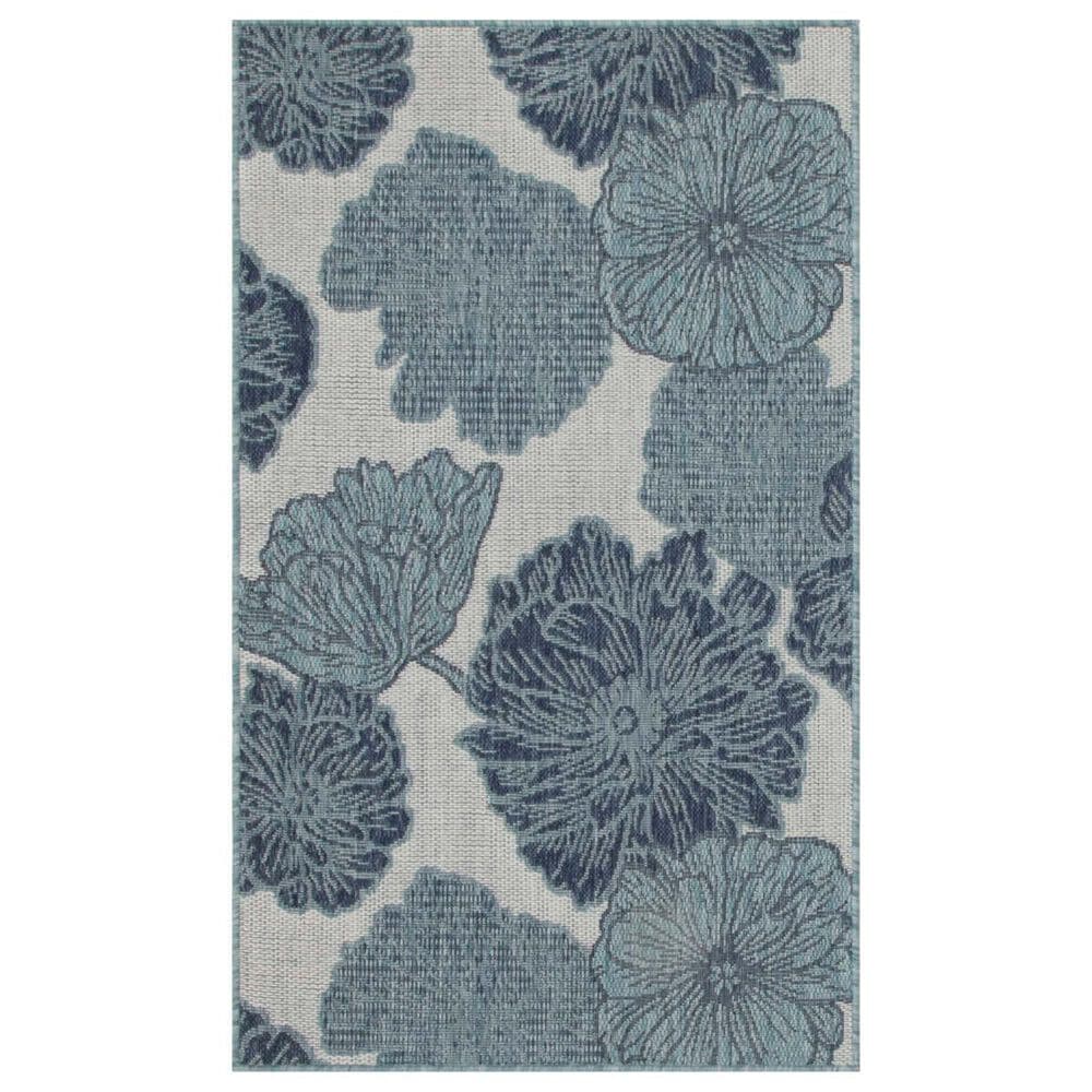 Nourison Garden Oasis Floral Blue 3" x 5" Indoor/Outdoor Area Rug, , large