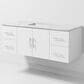 Lexora Home Geneva 48" Single Bathroom Vanity in Glossy White with 2 cm White Carrara Marble Top and Rectangular Sink, , large