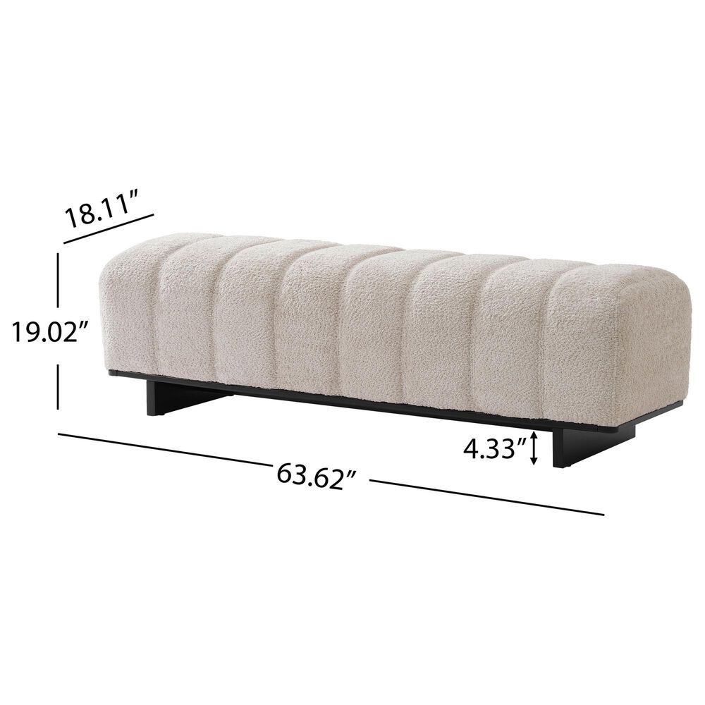 Hearth and Haven 64" Upholstered Dining Bench with Tufted Design in Beige, , large
