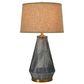 Teak Interiors Abode Ceramic Table Lamp with Linen Shade in Blue Reactive Glaze, , large