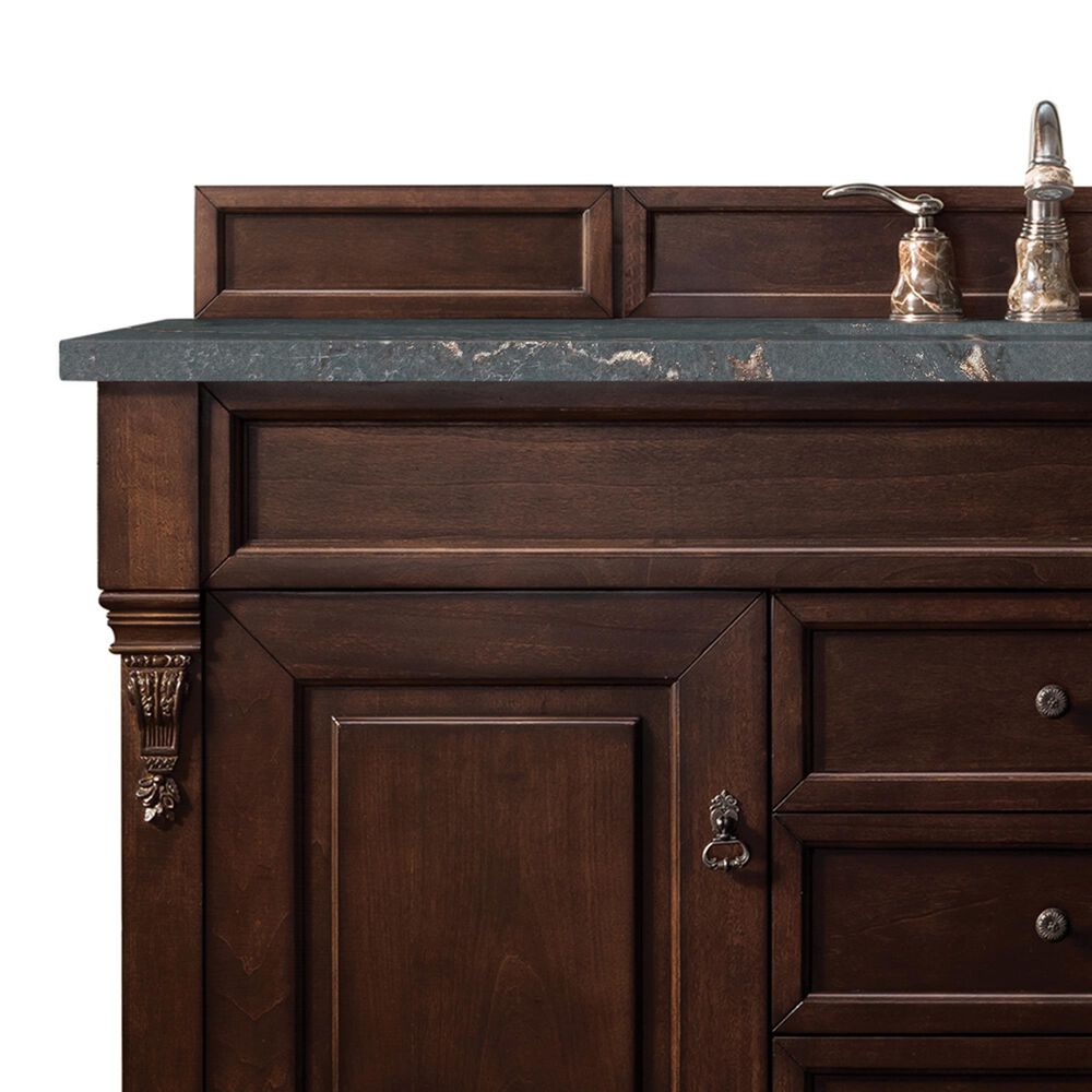 James Martin Vanities Brookfield 60&quot; Single Bathroom Vanity in Burnished Mahogany with 3 cm Parisien Bleu Quartz Top and Rectangular Sink, , large
