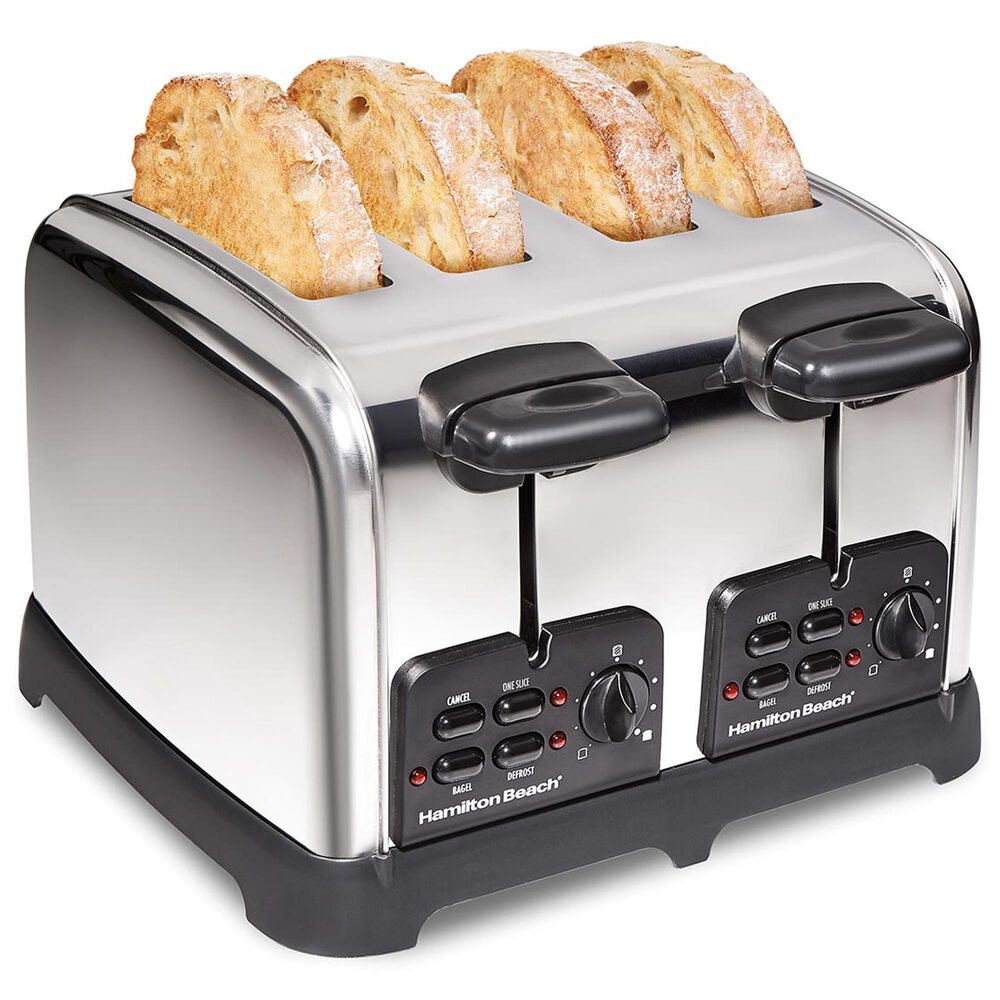 Hamilton Beach 4-Slice Classic Toaster with Sure-Toast Technology in Stainless Steel and Black, , large