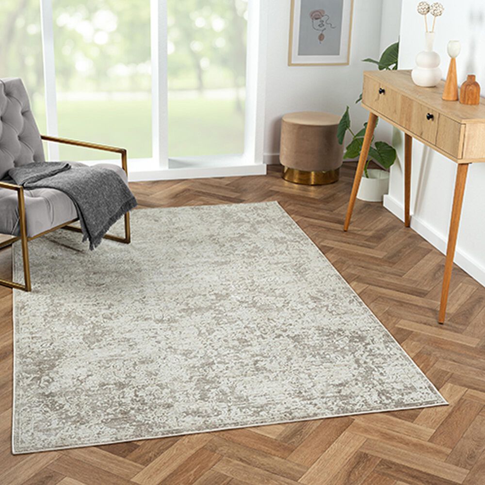 L&amp;R Resources Brisbane Damask Gray 10&#39; x 13&#39;10&quot; Area Rug, , large