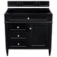 James Martin Vanities Brittany 36" Single Bathroom Vanity in Black Onyx with 3 cm Lime Delight Quartz Top and Rectangular Sink, , large