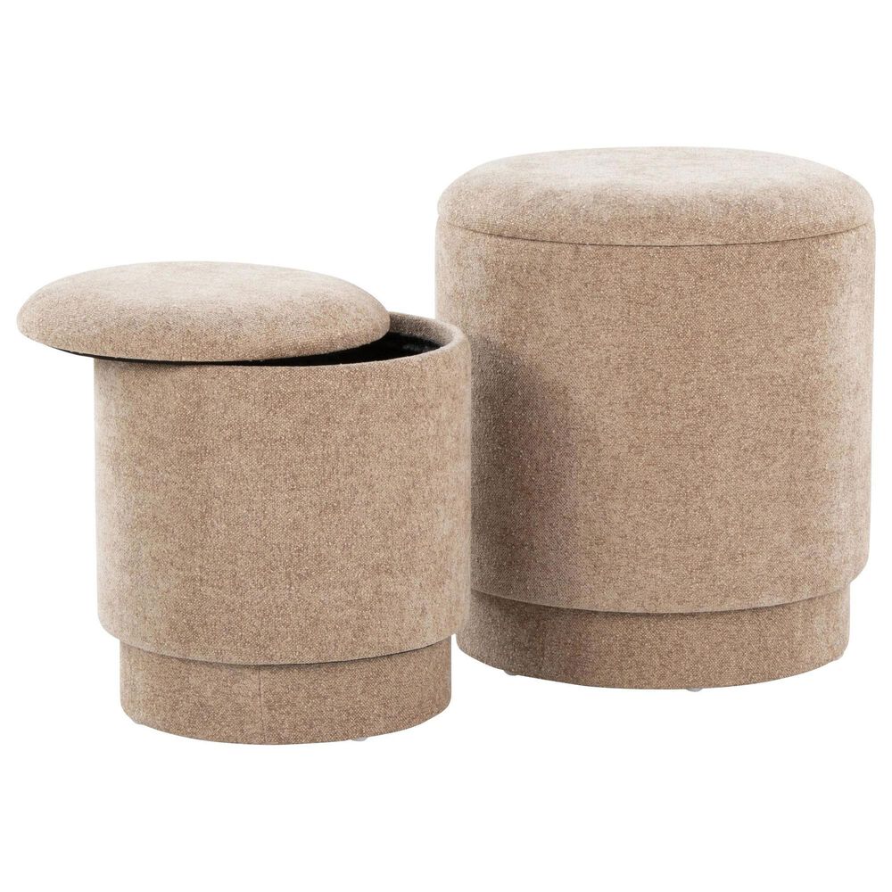 Lumisource Marla 2-Piece Upholstered Ottoman Set in Brown, , large