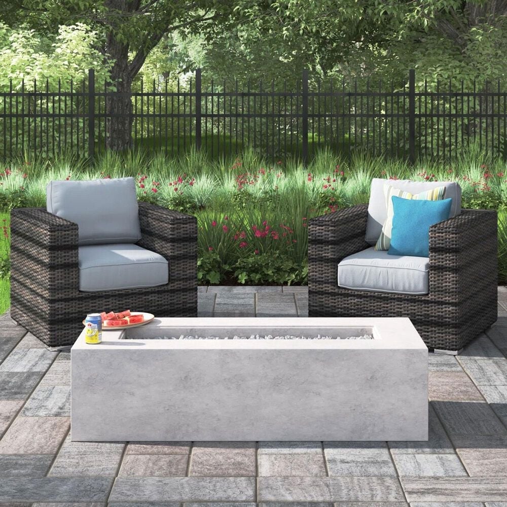 Hearth and Haven 3-piece Outdoor Wicker Conversation Set with Concrete Fire Pit Table in Gray, , large