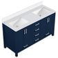 Lexora Home Jacques 60" Double Bathroom Vanity in Navy Blue with 2 cm White Quartz Top and Rectangular Sinks, , large