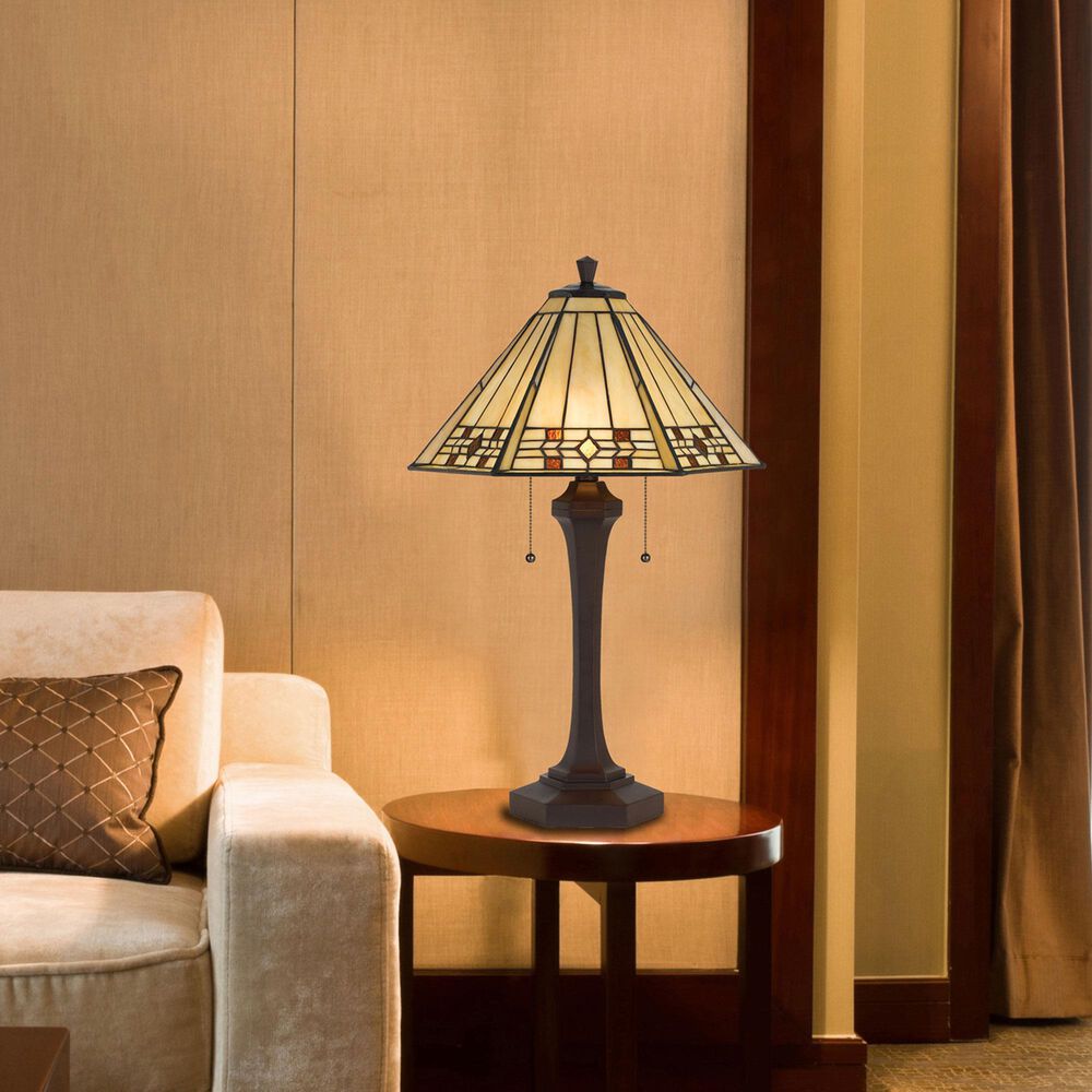 Cal Lighting 26" Tiffany Table Lamp in Matt Black, , large