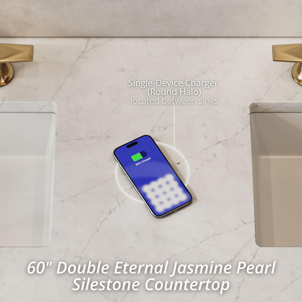 James Martin Vanities Laurent 60" Double Bathroom Vanity in Light Natural Oak with 3 cm Ethereal Noctis Silestone Top, Rectangular Sinks and FreePower Wireless Charger, , large