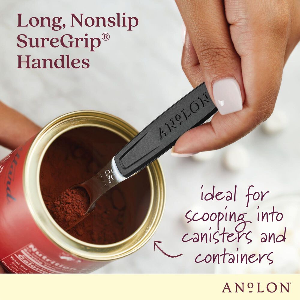 Anolon 4-Piece Magnetic Measuring Spoon Set in Stainless Steel, , large