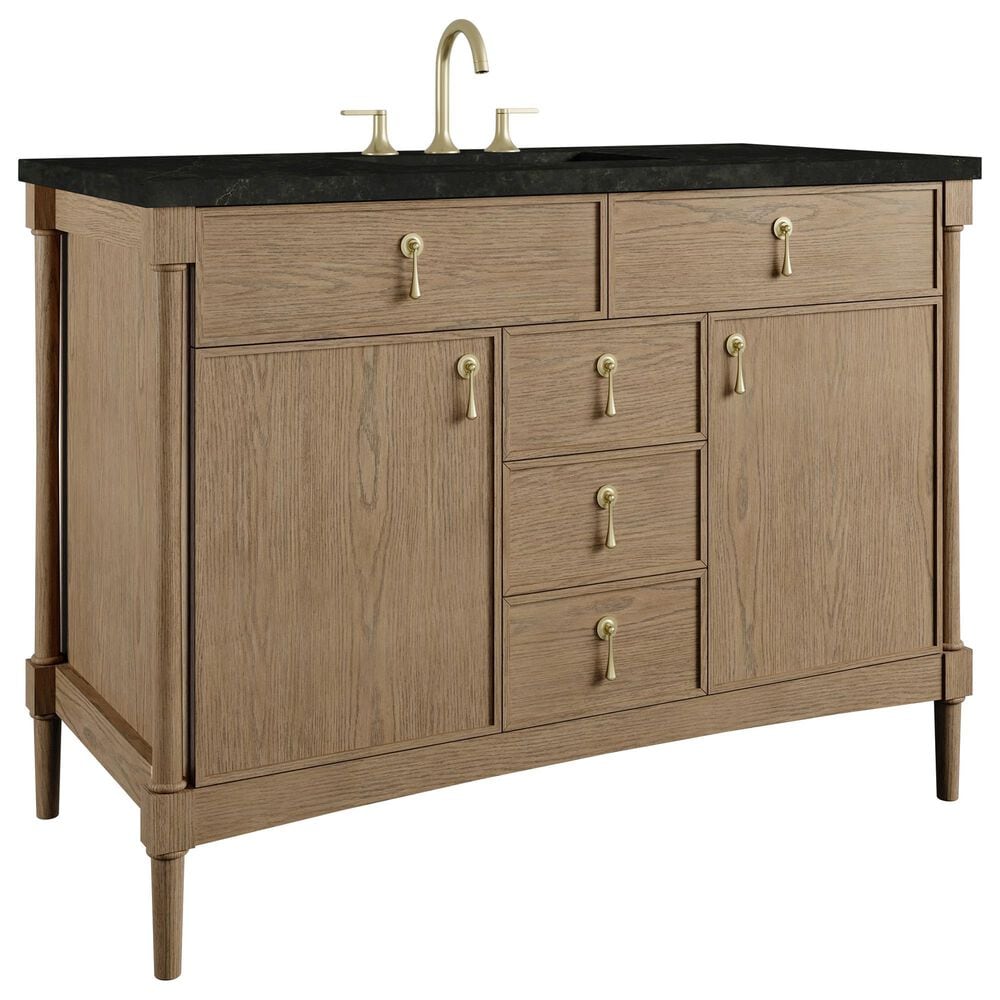 James Martin Kinnsden 48" Single Bathroom Vanity in Weathered Oak with 3 cm Phantome Eclos Top and Rectangular Sink, , large
