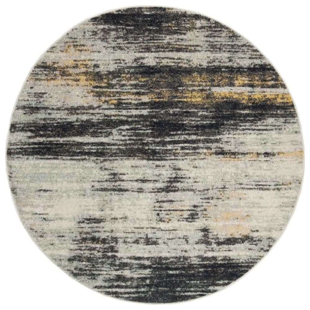 Safavieh Adirondack ADR201F 6" Round Light Grey and Black Area Rug, , large