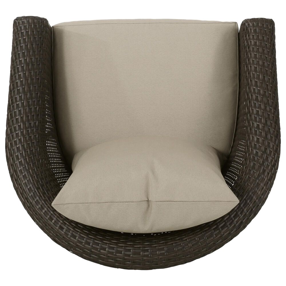 Hearth and Haven Outdoor Wicker Swivel Chair in Khaki, , large