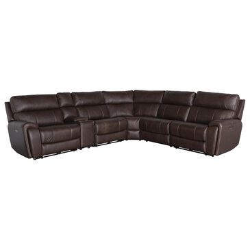 Oxford Furniture 6-Piece Leather Power Reclining Sectional in Brazil Tobacco, , large