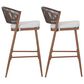 Hearth and Haven 30" Outdoor Barstool with Teak Frame in Light Gray (Set of 2), , large