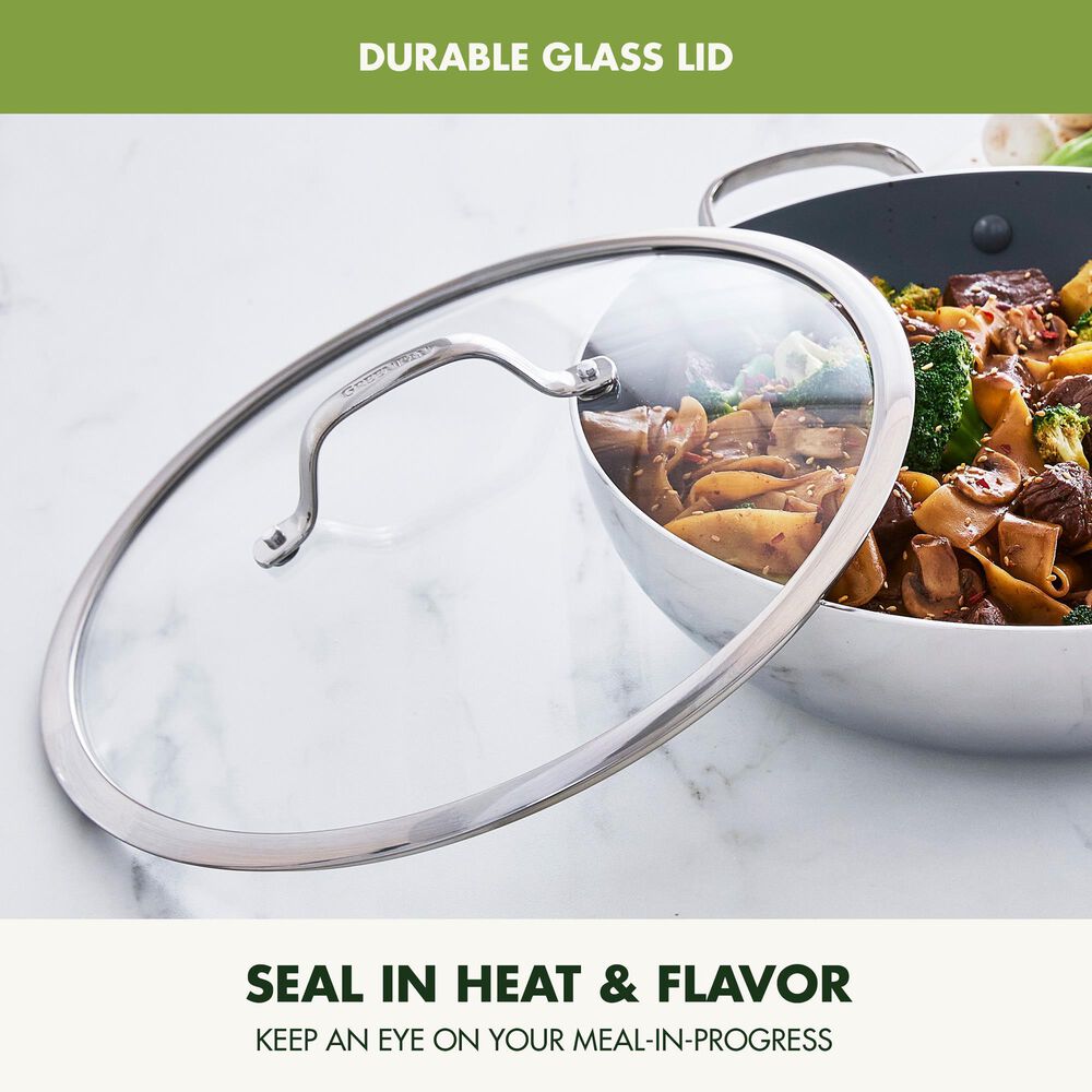 Green Pan Valencia Pro 12" Wok with Lid in Stainless Steel, , large