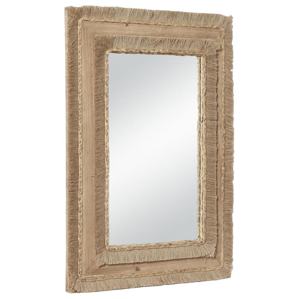 Maple and Jade 36" x 26" Wall Mirror with Frayed Edges in Brown, , large