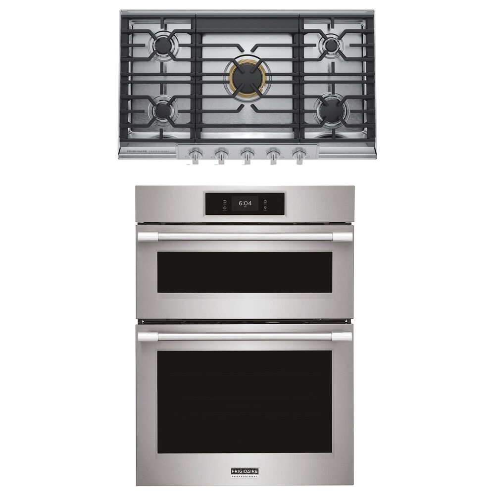 Frigidaire Professional Professional 2-Piece Kitchen Package with 30" Microwave Combination Wall Oven and 36" Gas Cooktop in Stainless Steel, , large