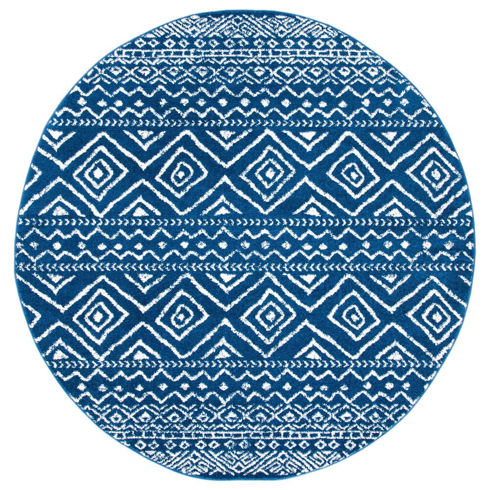 Safavieh Tulum Traditional  6"7" Round Navy and Ivory Area Rug, , large