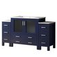 Lexora Home Volez 60" Single Bathroom Vanity in Navy Blue with White Ceramic Top and Rectangular Sink, , large