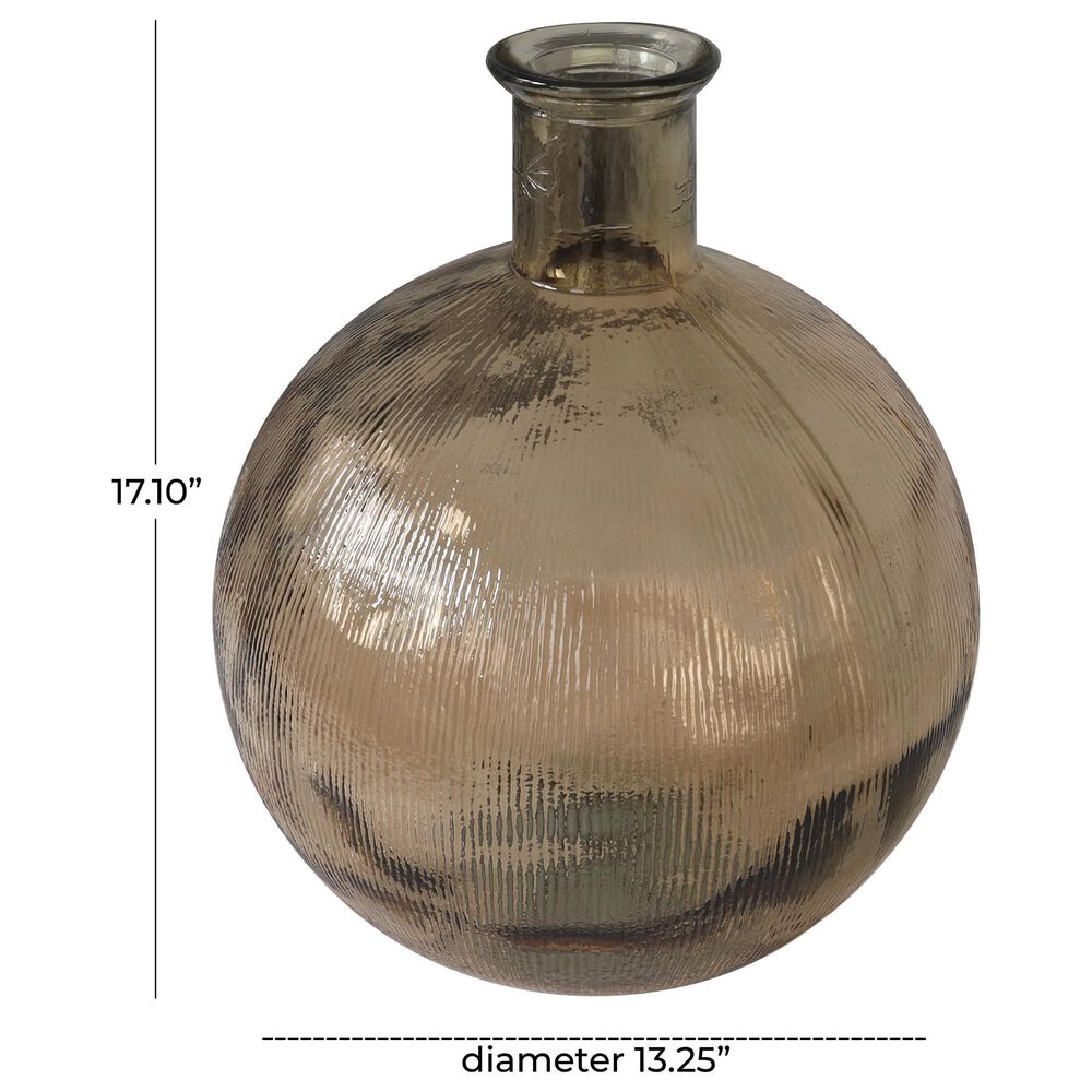Maple and Jade Ribbed Decorative Vase in Tinted Brown, , large