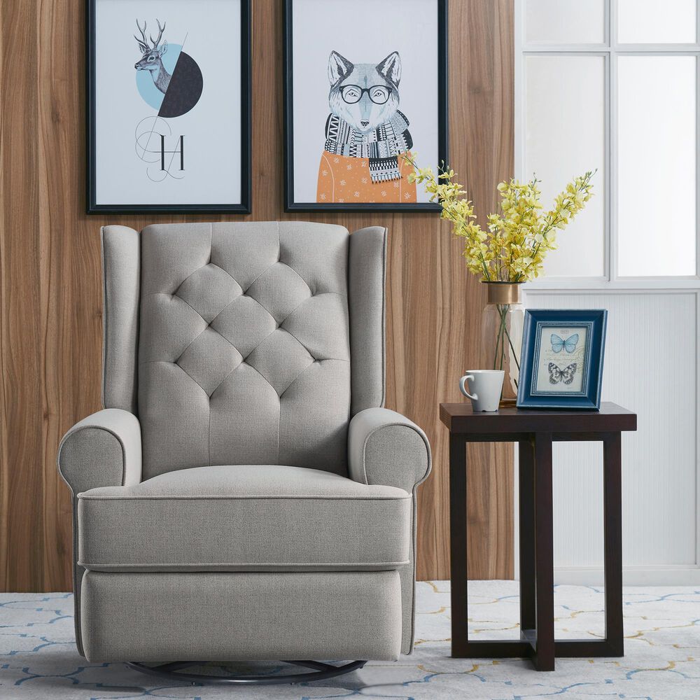 Eastern Shore Amelia Power Recliner Swivel Glider with USB Port in Charcoal Gray , , large