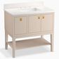 Kohler Seagrove 36" Single Bathroom Vanity in Light Clay with 3 cm White Quartz Top and Rectangular Sink, , large