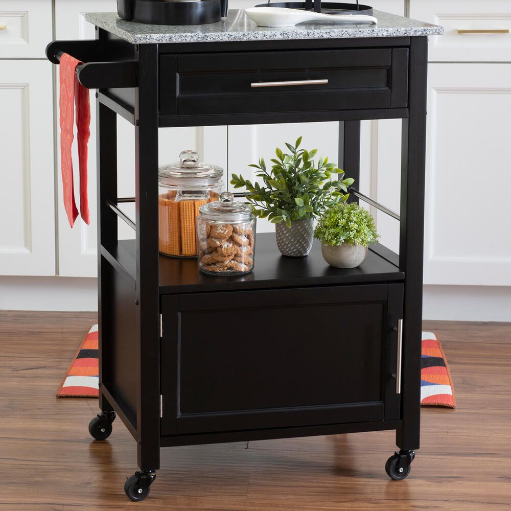 Linon Home Decor Mitchell Kitchen Cart in Black and Grey, , large