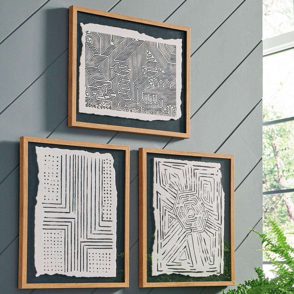 Ashley Wonderstow 23.75&quot; x 19.75&quot; 3-Piece Wall Art Set in Black and Beige, , large
