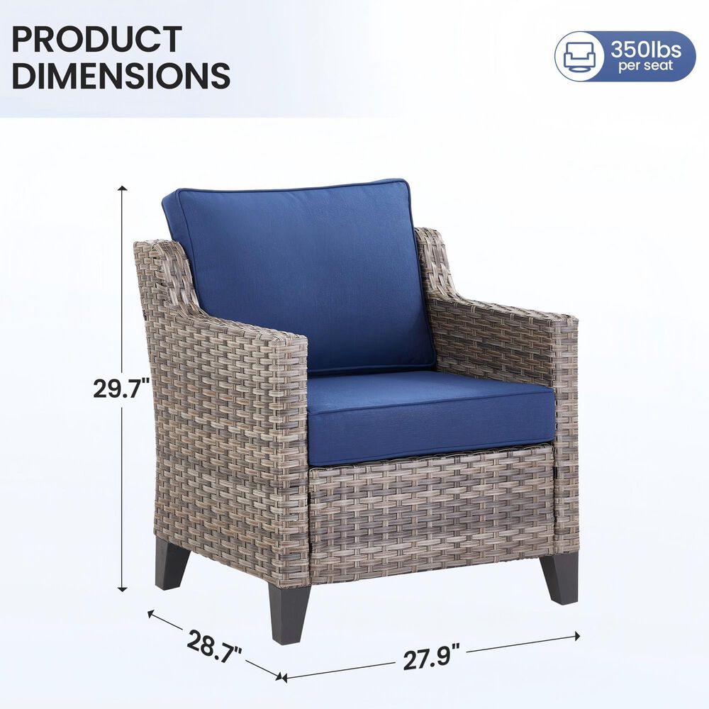 Sunwell Garden Patio Stationary Chair with Gray Frame in Navy (Set of 2), , large