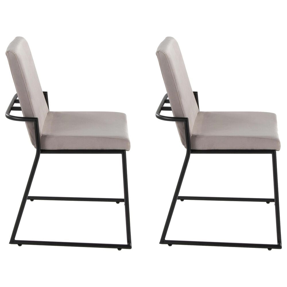 LumiSource Dutchess Side Chair with Silver Velvet Cushion in Black (Set of 2), , large