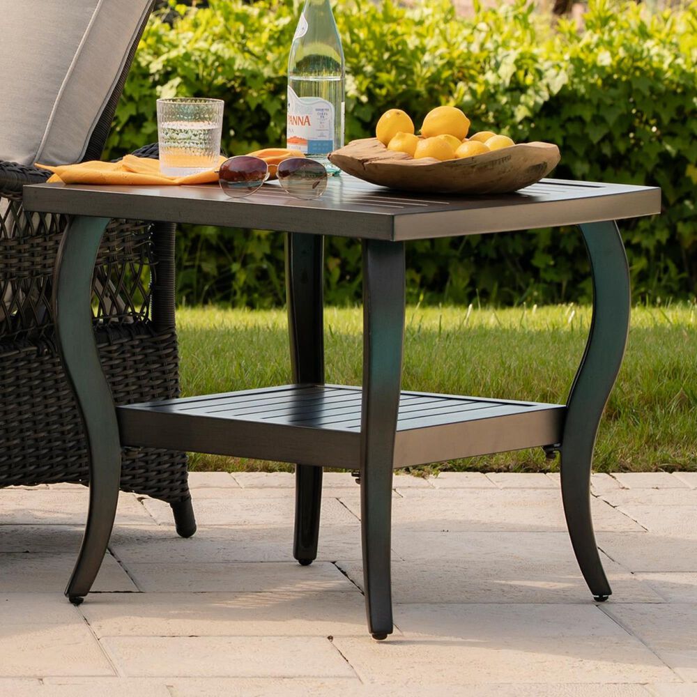 Clear Creek Collection Riviera 24"x 26" Slat Topped End Table in Deep Brown, , large