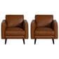 Natuzzi Editions Destrezza Leather Arm Chair in Brandy (Set of 2), , large