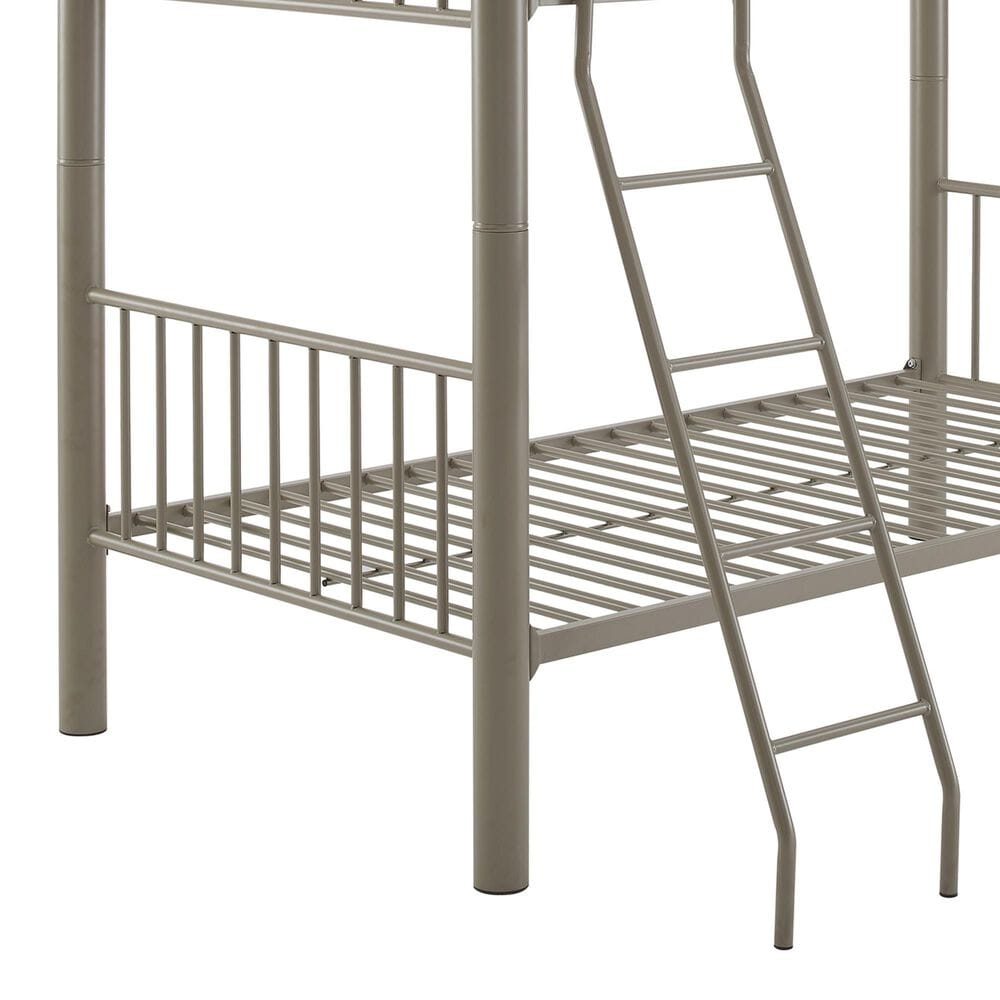 Linon Home Decor Heavy Twin Over Twin Bunk Bed in Pewter, , large