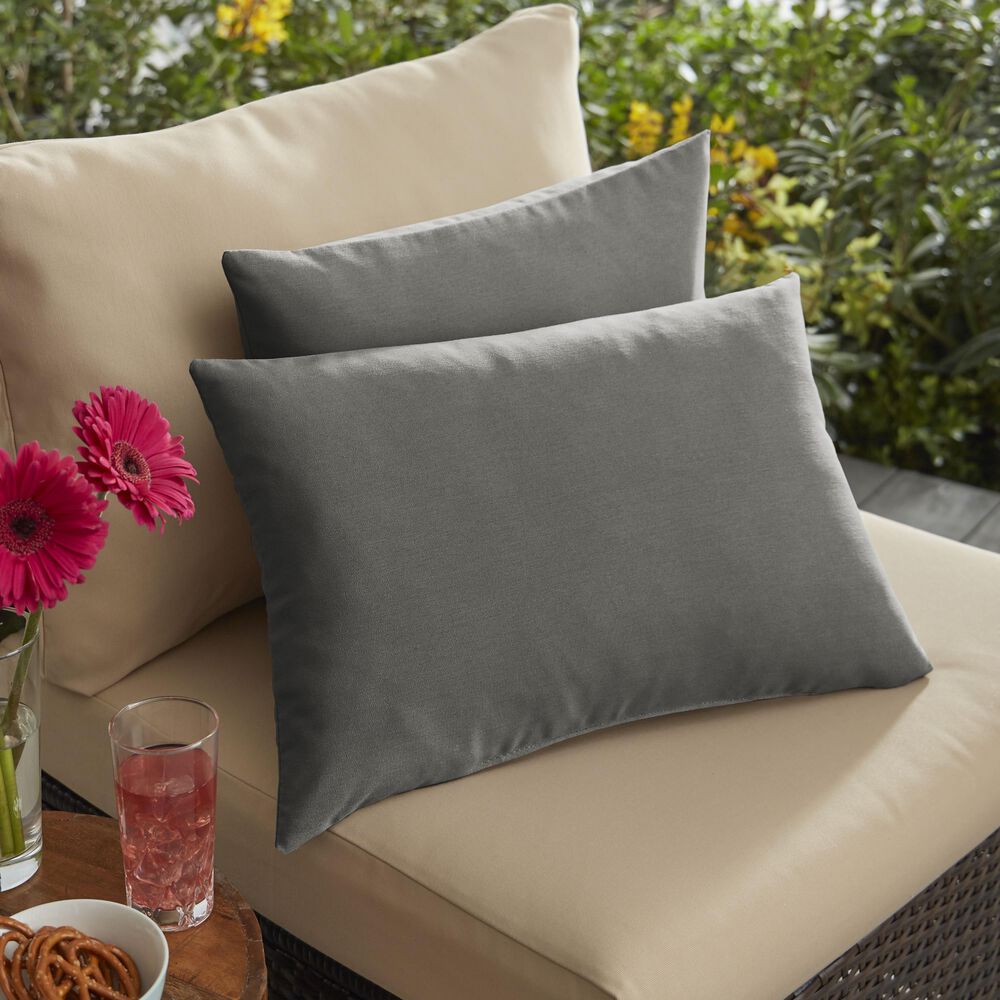 Sorra Home Sunbrella 13" x 20" Pillow in Canvas Charcoal (Set of 2), , large