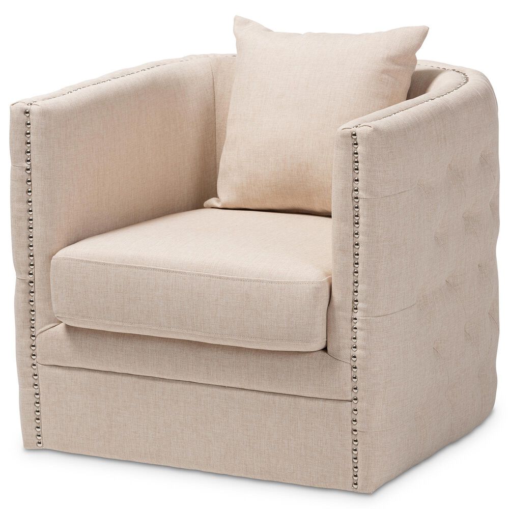 Baxton Studio Micah Swivel Chair in Beige, , large