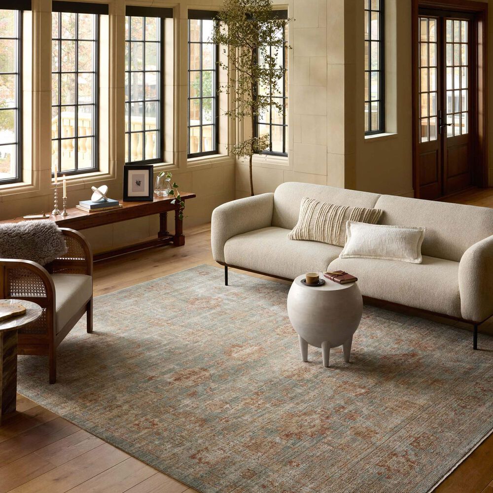 Loloi Heritage 12&#39; x 15&#39; Aqua and Terracotta Area Rug, , large