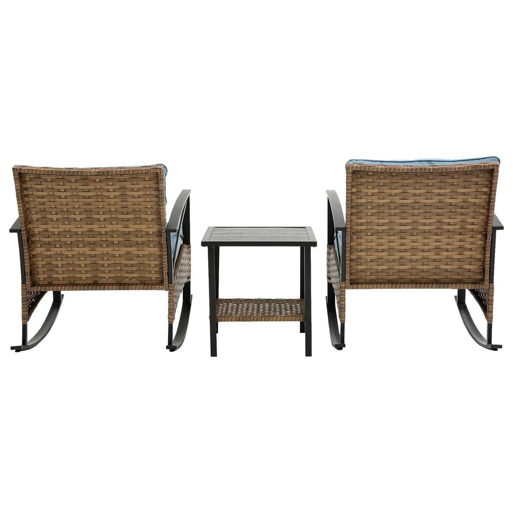 Hearth and Haven 3-Piece Patio Chat Set with Gray Cushion in Black, , large