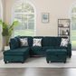 HOMLUX 94.49" L-Shaped Modular Sectional Sofa with Storage Ottoman and Cup Holders in Green, , large