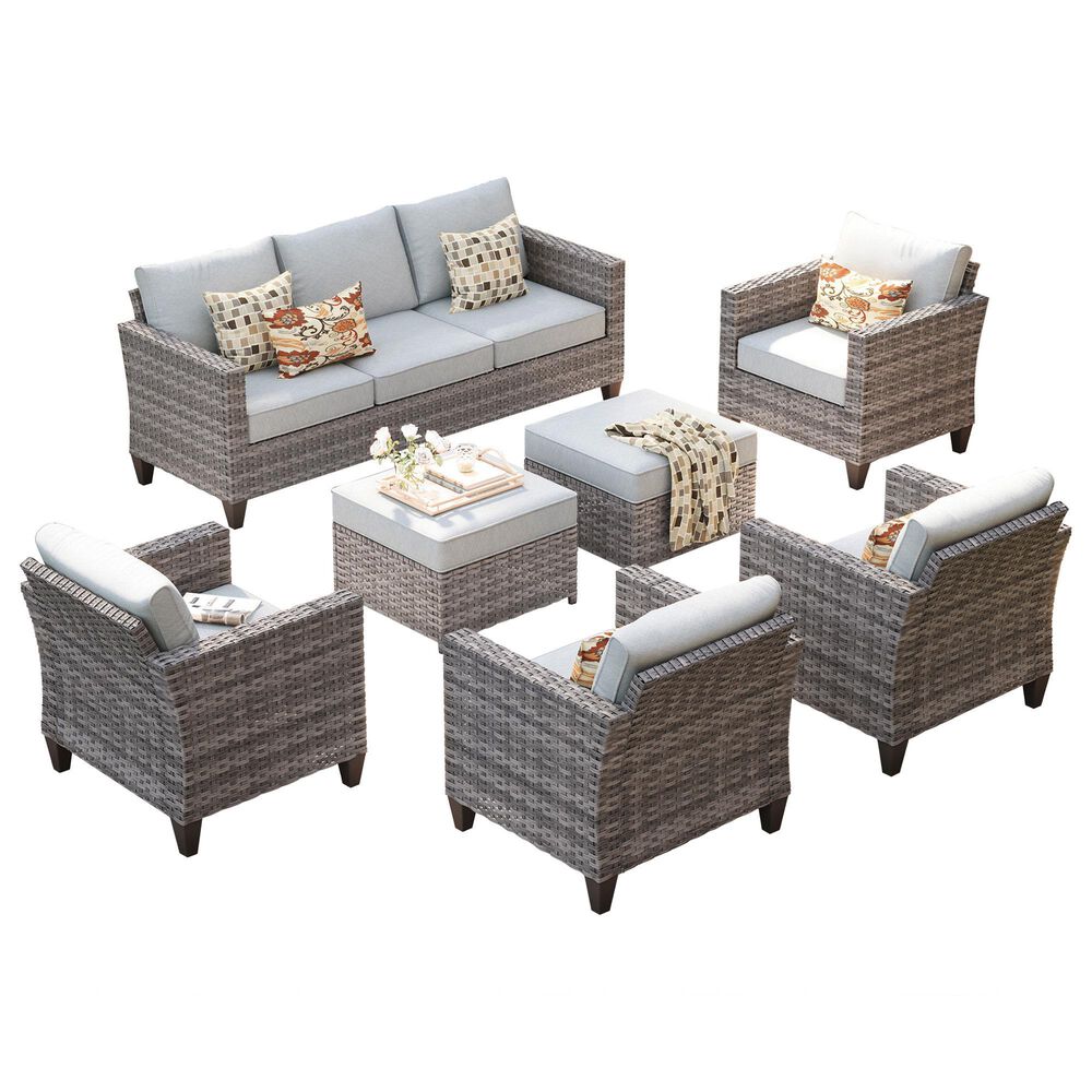 HOMLUX 7-Piece Rattan Sectional Set in Gray, , large