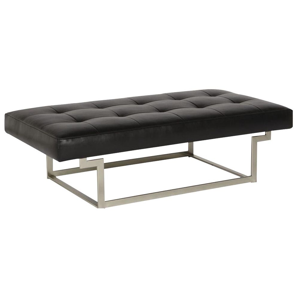 Moda Ashbury Leather Cocktail Ottoman in Black, , large