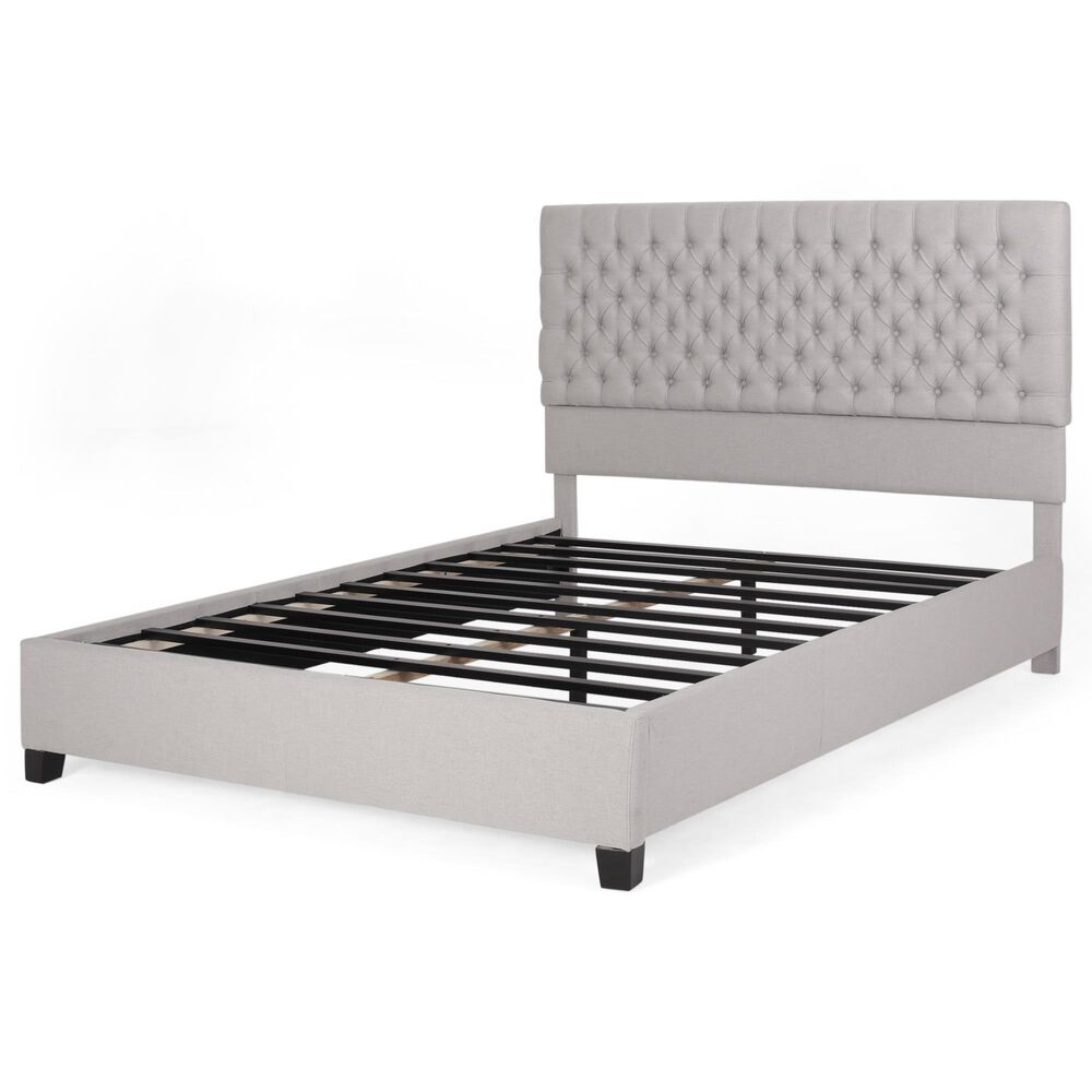 Noble House Scout Queen Upholstered Bed in Light Gray, , large
