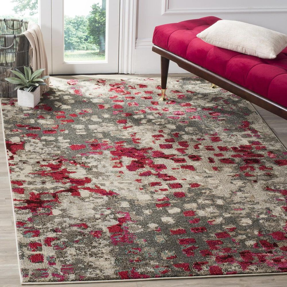 Safavieh Monaco MNC225R-4 4" x 5"7" Grey/Fuchsia Area Rug, , large