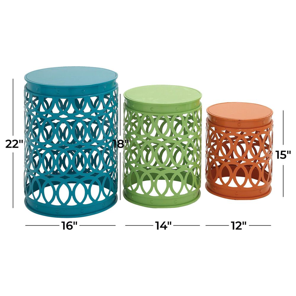Maple and Jade Accent Table in Bright Blue, Green and Orange &#40;Set of 3&#41;, , large